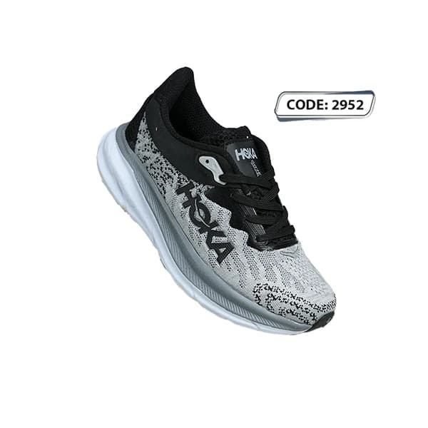 کتونی طوسی مشکی زیره سفید HOKA ( کد 2952 )