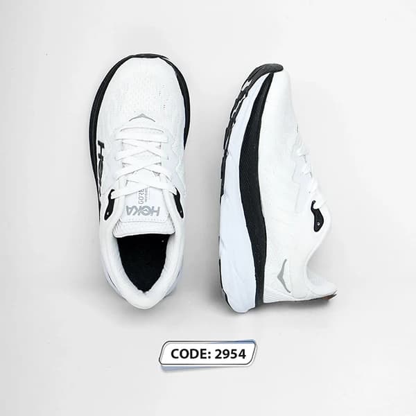 کتونی سفید زیره مشکی سفید HOKA (کد 2954 )