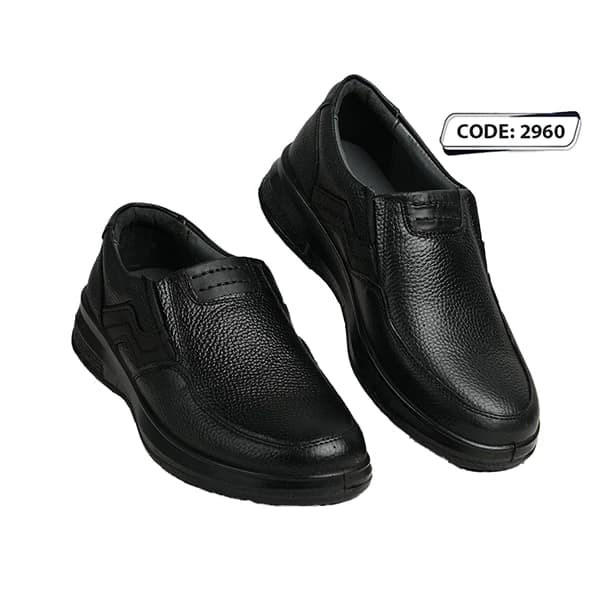 کفش طبی بدون بند بغل طرح دوخت مشکی (کد 2960 )